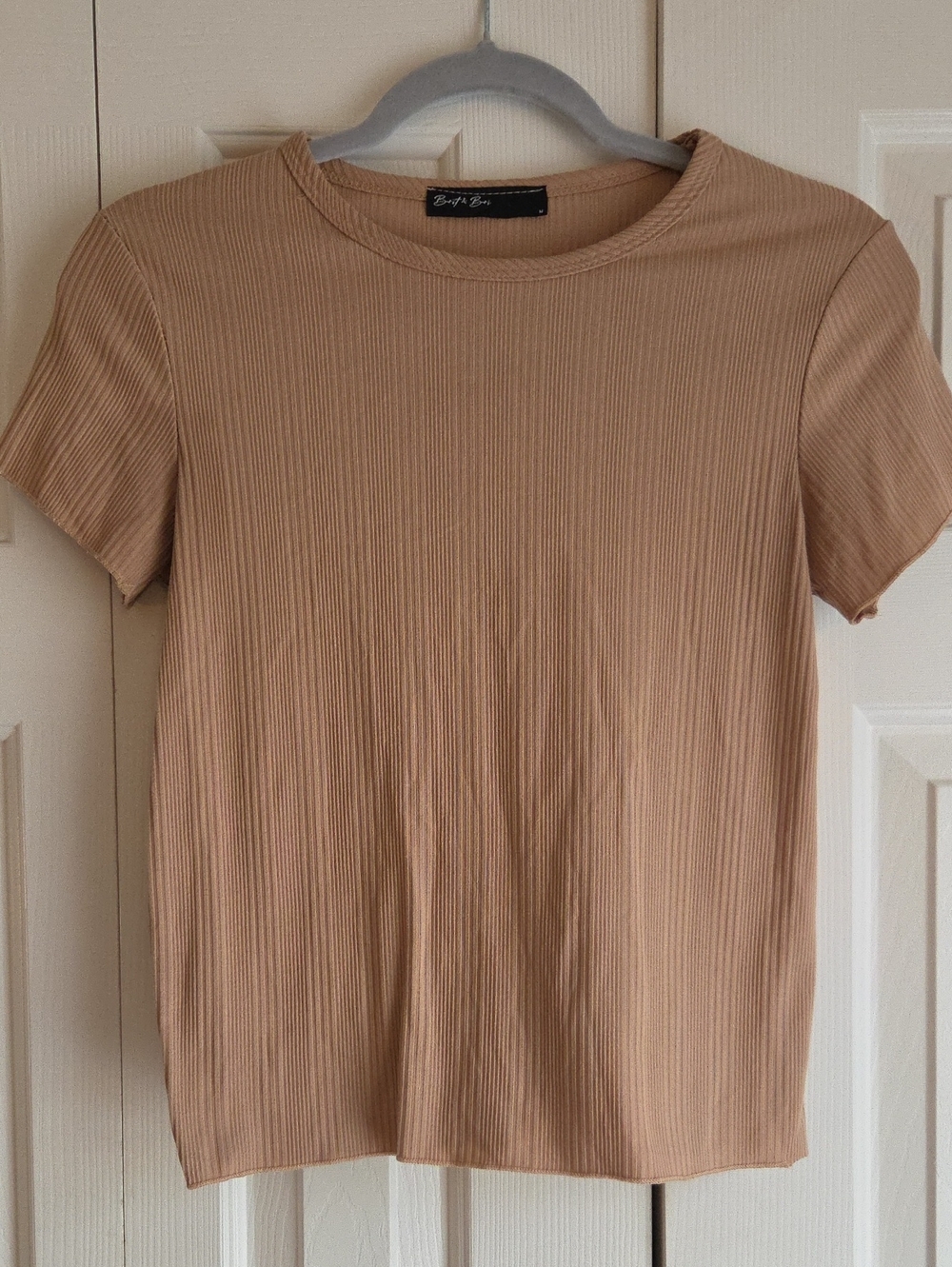 Brit & Bri Ribbed Short Sleeve Tee - Tan